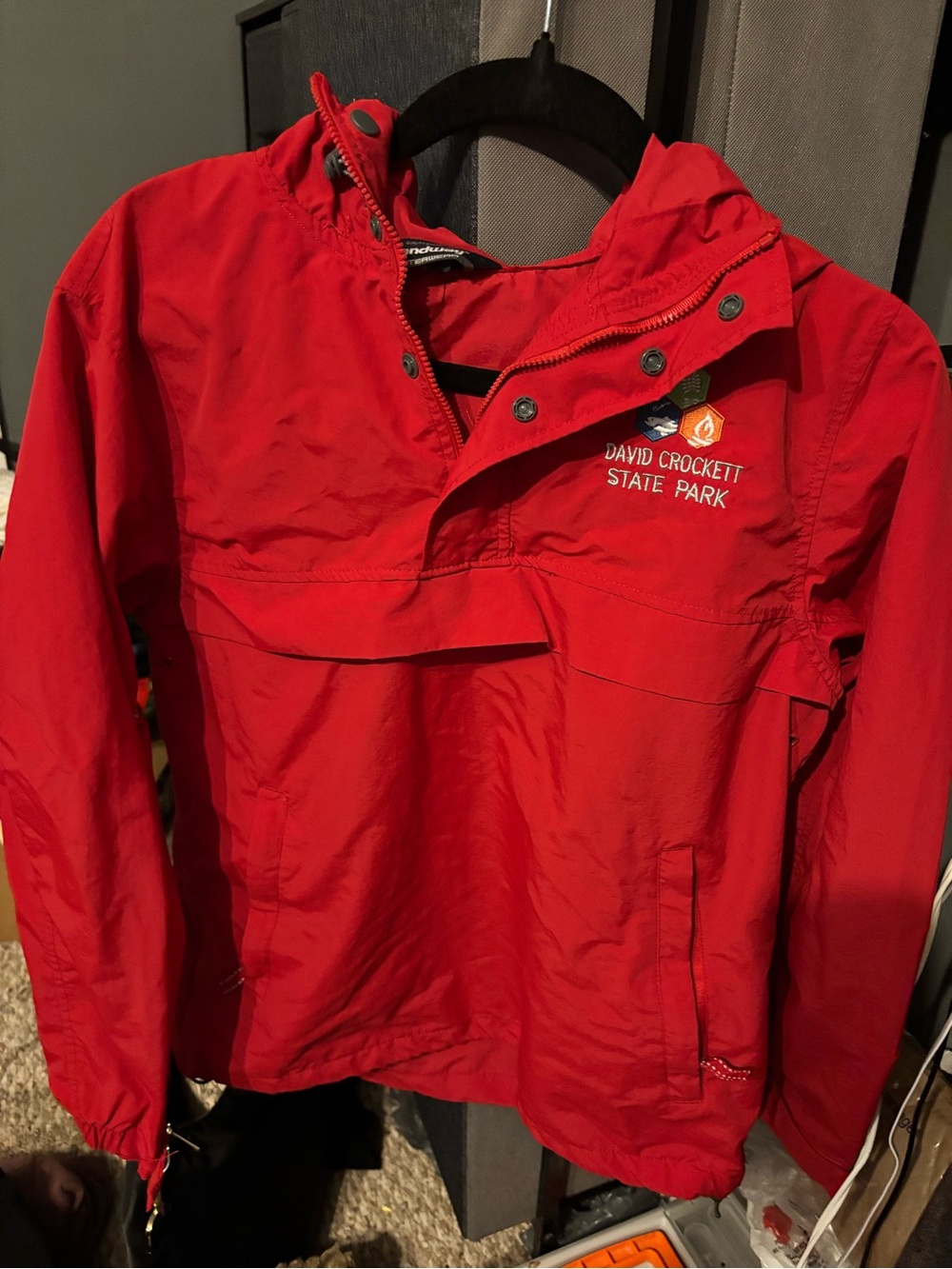 David Crockett State Park Red Pullover Windbreaker XS